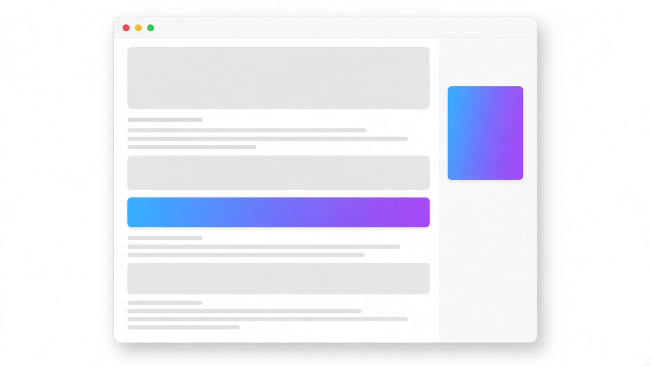 A website layout with ad spaces in the page and sidebar